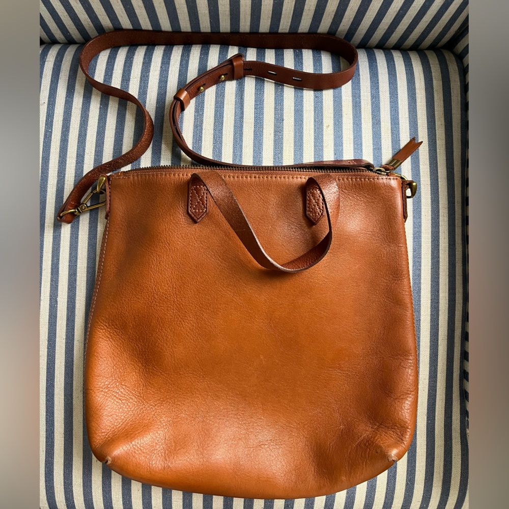 Madewell Brown Leather Zip Top Transport Crossbody Purse